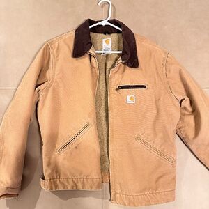 Carhartt Tan Utility Jacket with Brown Collar